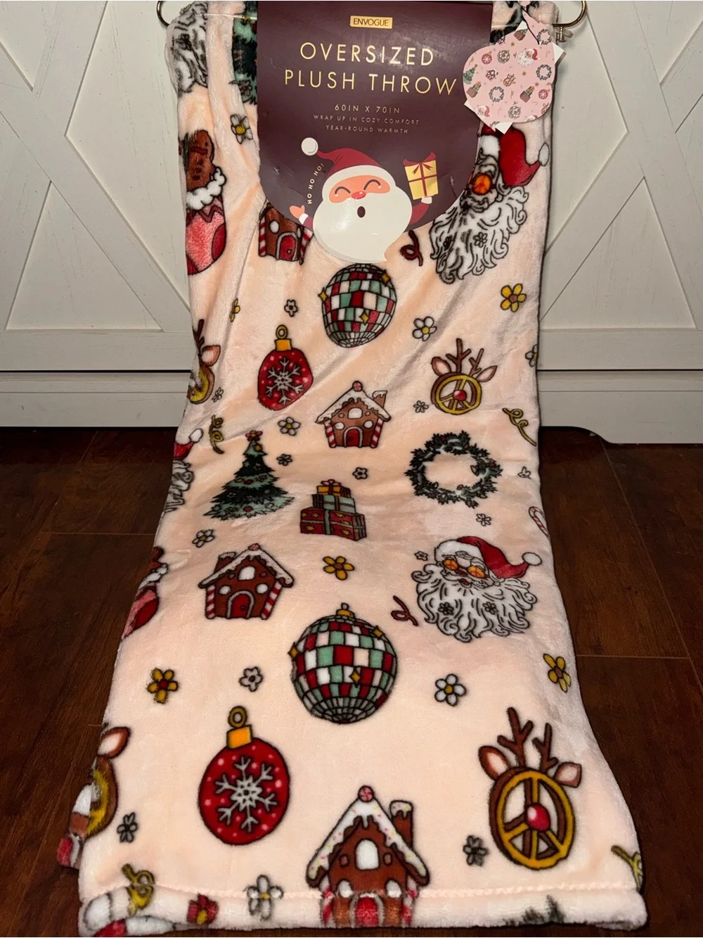 Envogue Disco Santa & Ornament Holiday Oversized Plush Throw Blanket